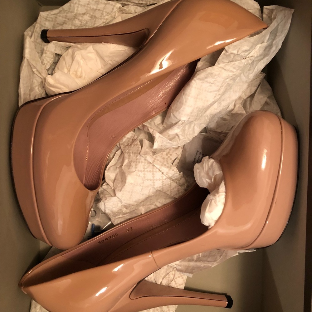 Gucci Patent Leather Nappa Charlotte Heels